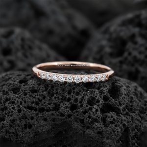 Anillo Churumbela «Clásico Rosado» Media Alianza con Zircones Oro 18k