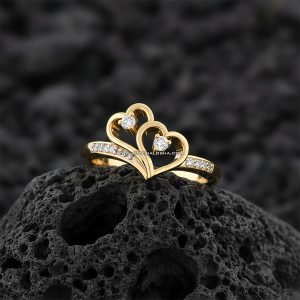 Anillo de Promesa «Corazones Unidos» Doble Corazón con Pavé Oro 18k
