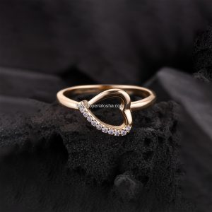 Anillo de Promesa «Corazón Silueta Pavé» Diseño Calado Oro 18k