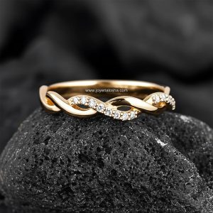 Churumbela «Twist Trenzado con Pavé» Media Alianza Curva Oro 18k