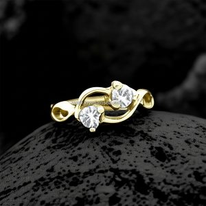 Anillo «Doble Piedra Envolvente Nudo de Amor» Montura Fluida Oro 18k
