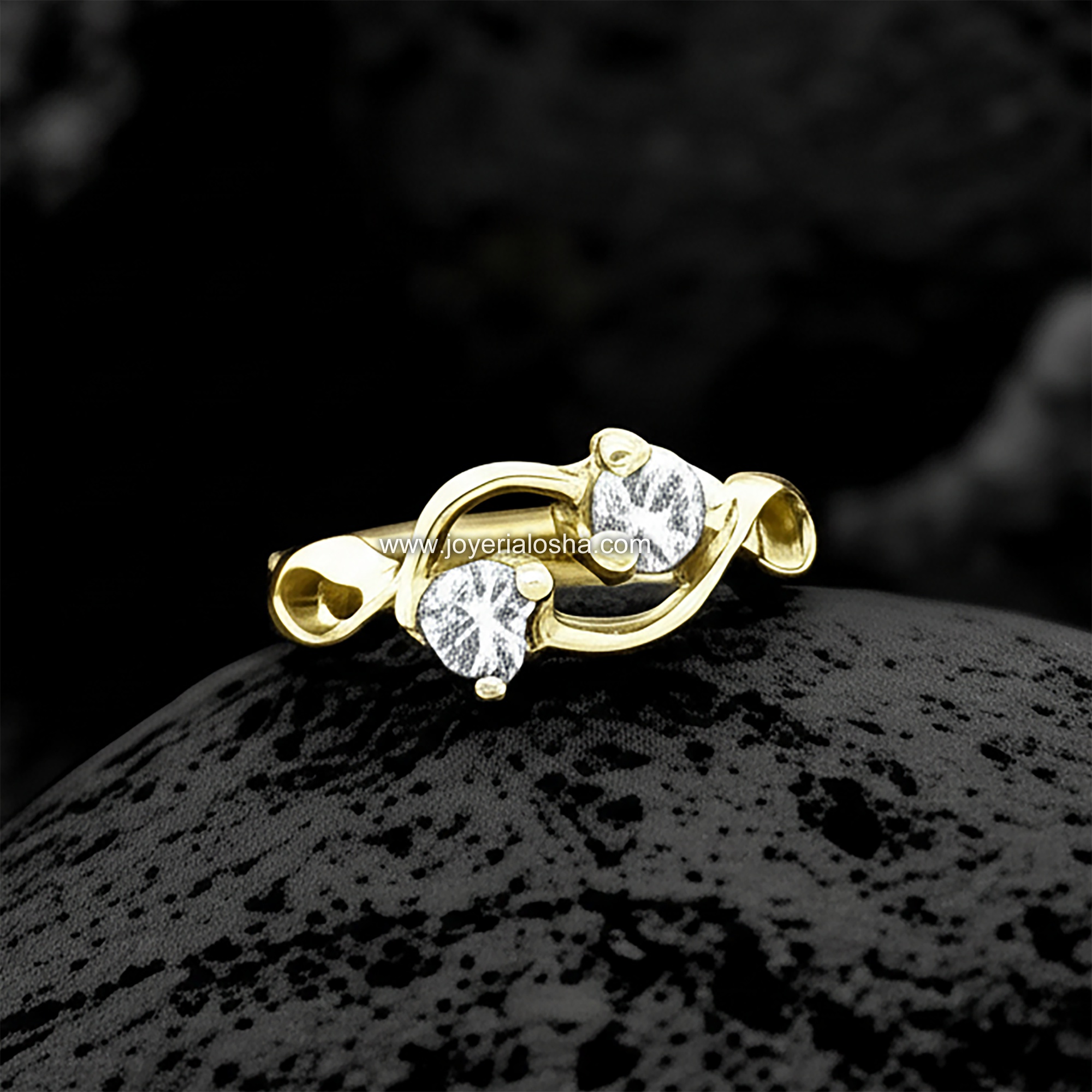 Anillo "Doble Piedra Envolvente Nudo de Amor" Montura Fluida Oro 18k