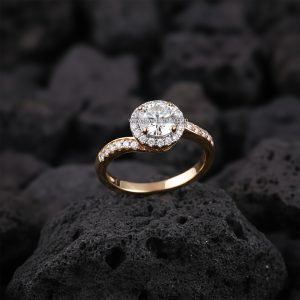 Anillo Halo «Bypass Dinámico» Banda Pavé Oro 18k