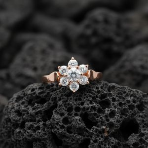 Anillo Cluster Floral «Margarita de 7 Piedras» Oro Rosa