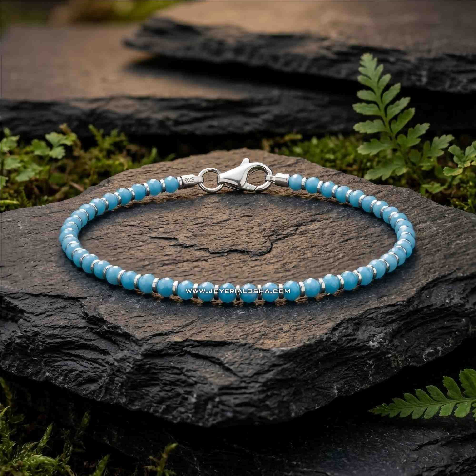 Pulsera 'Serenidad Marina' en Plata y Calcedonia