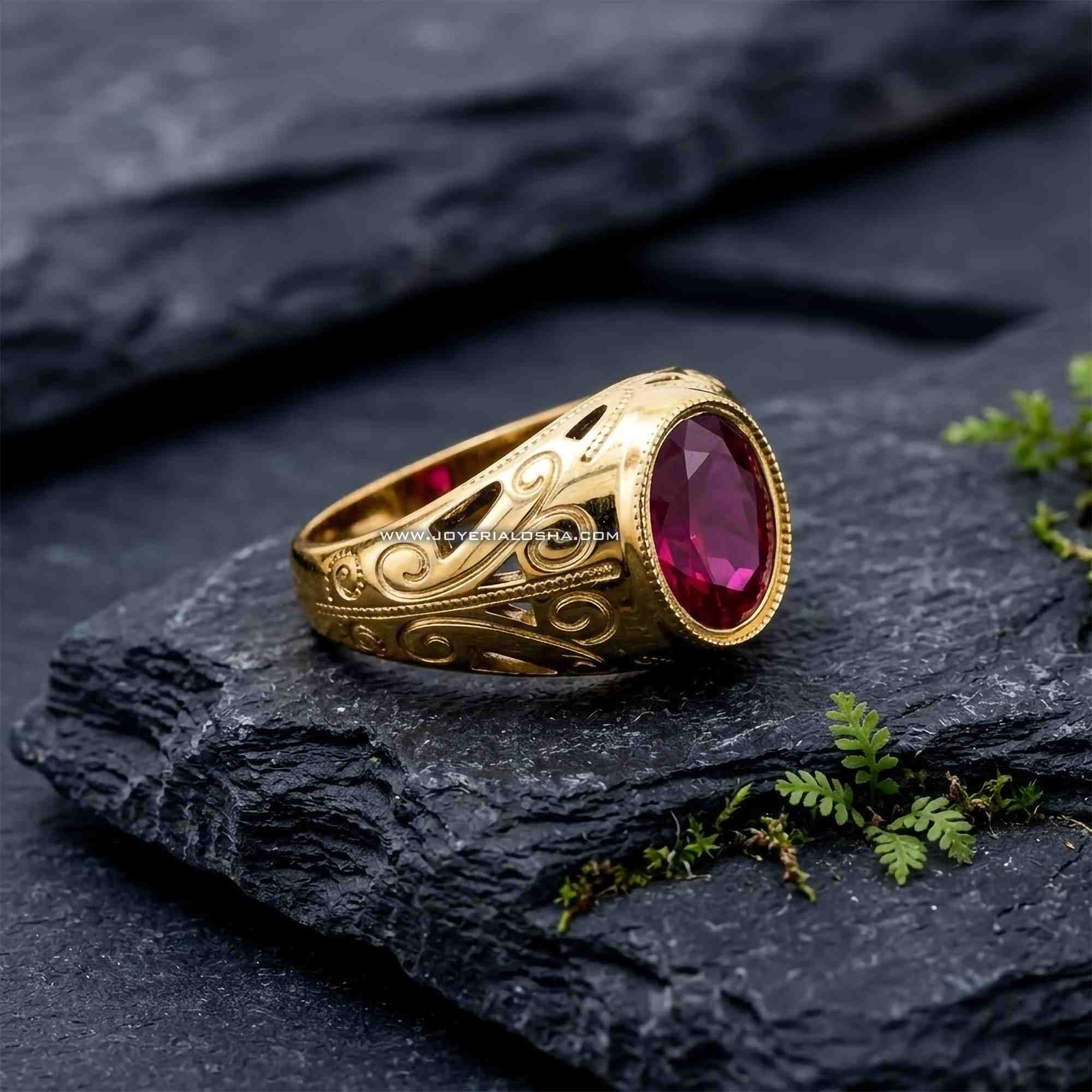 Anillo de Oro 18k Granate Imperial
