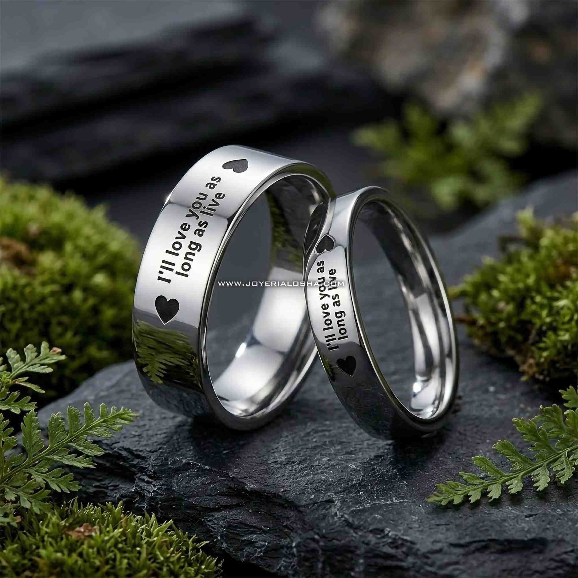 Aros de Matrimonio "Promesa Vital" con Frase Devocional