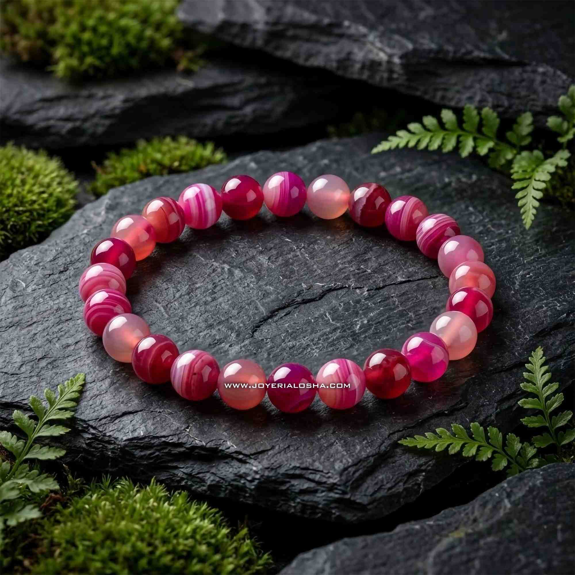 Pulsera Ágata Fucsia Multitono