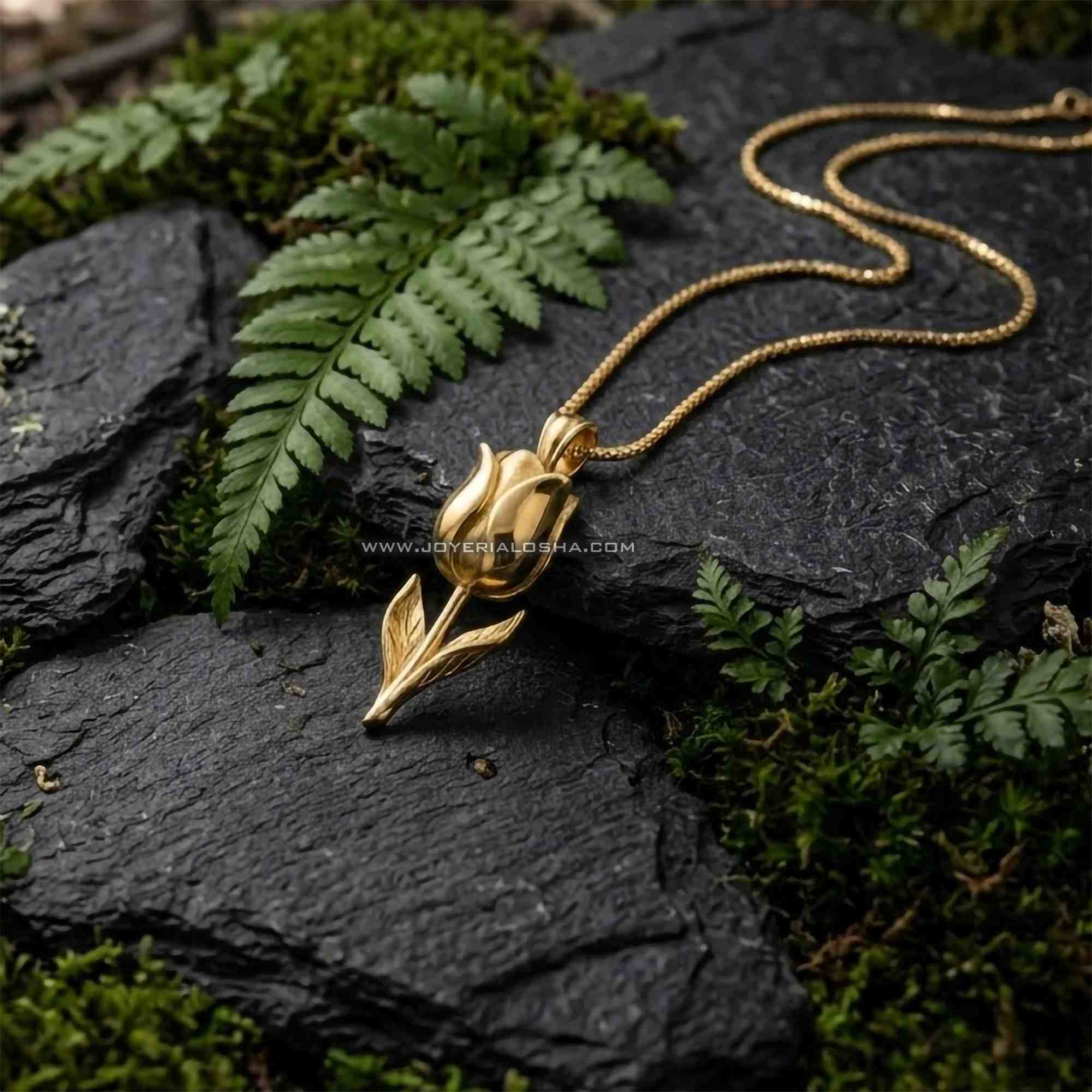 Dije de Oro 18k Tulipán Imperial Tridimensional