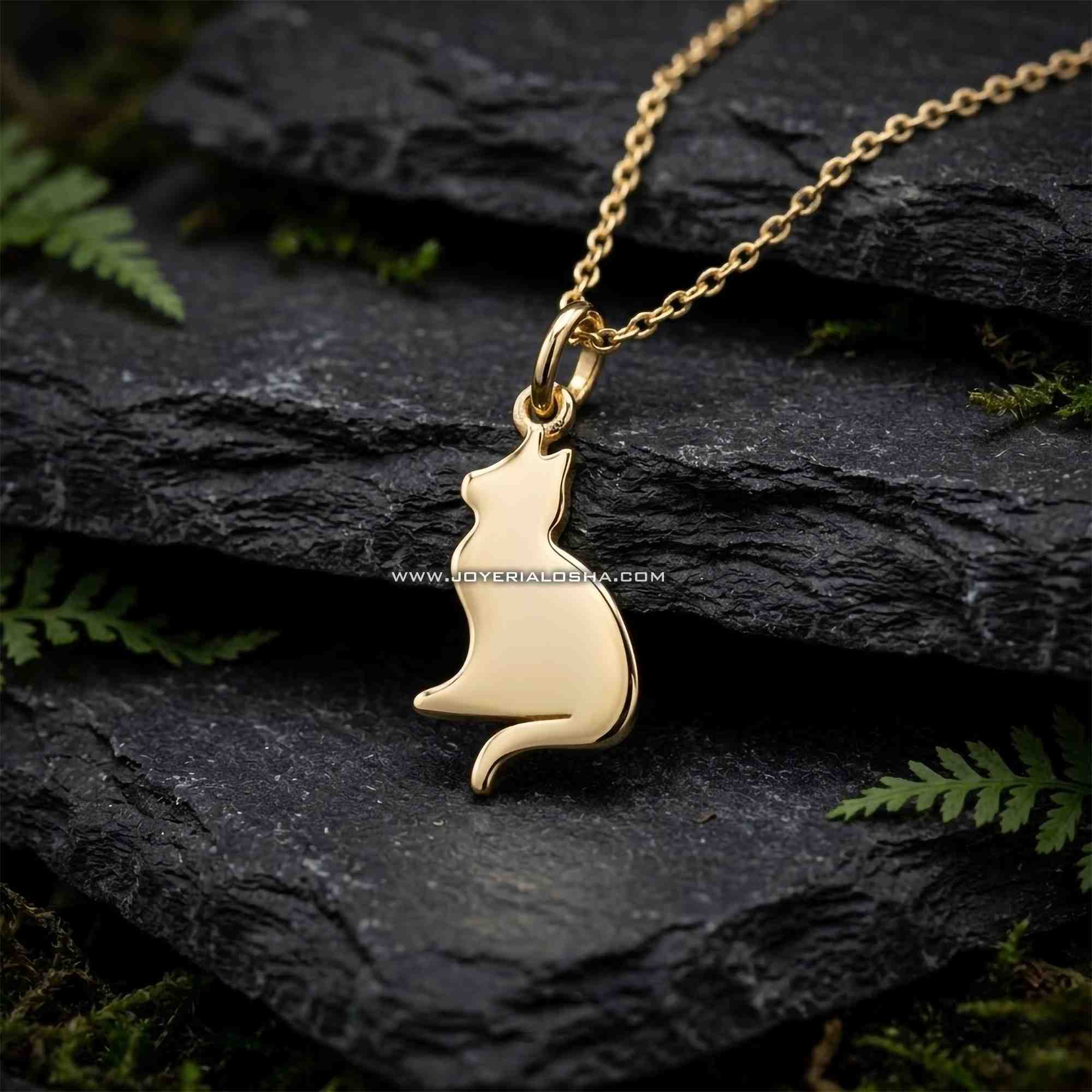 Dije Gato Sentado de Oro 18k Silueta Esbelta