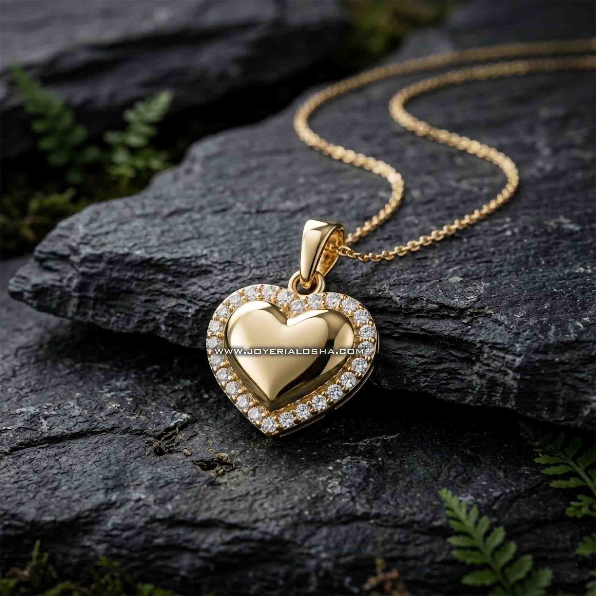 Dije de Oro 18k Corazón Abombado con Circones